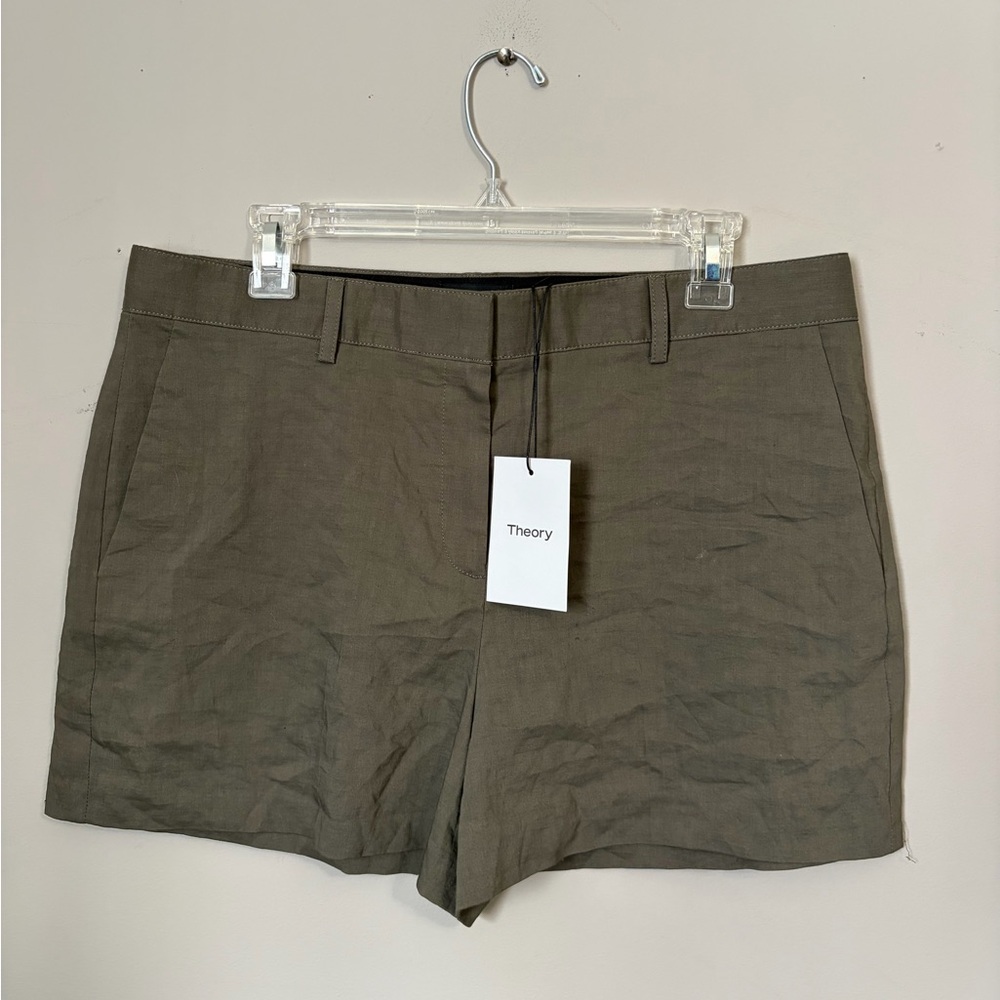NWT Theory Crunch Wash Dark Moss Shorts Size 12